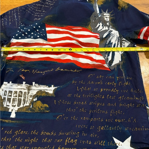 USA Flag Let Freedom Ring Iwo Jima DOI 1776 Button Front Shirt Large NEW WO Tags - Picture 6 of 7